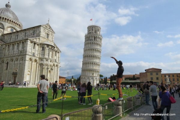 Posing at the Leaning Tower of Pisa