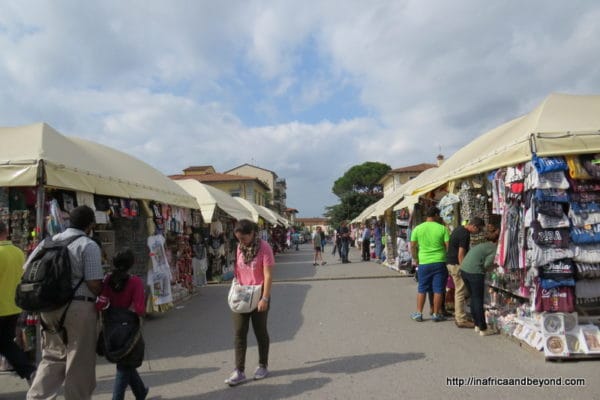 Souvenir stalls outside Leaning Tower Complex