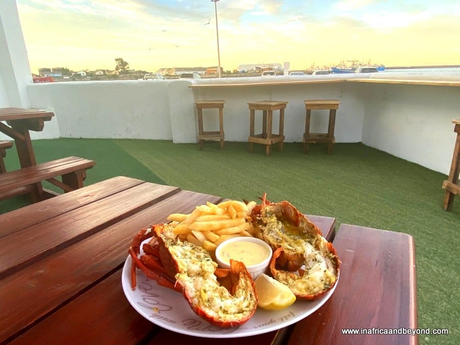Crayfish with chips in St Helena Bay