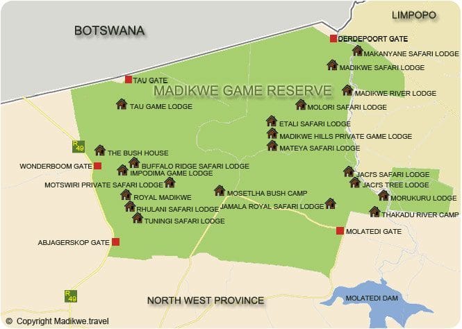 Madikwe Game Reserve - 11 questions answered 2 Map of Madikwe Game Reserve