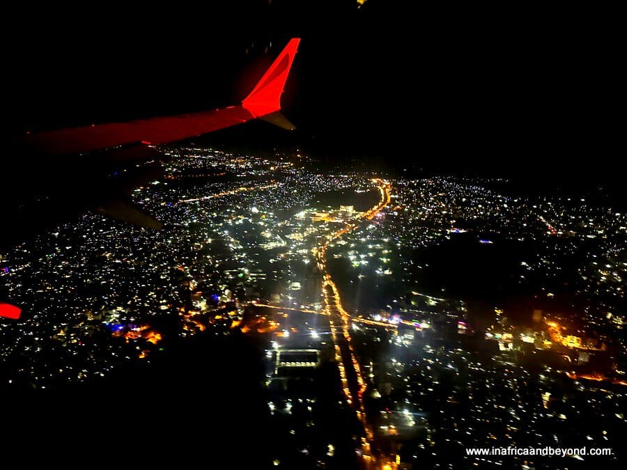 Flying over Ethiopia at night