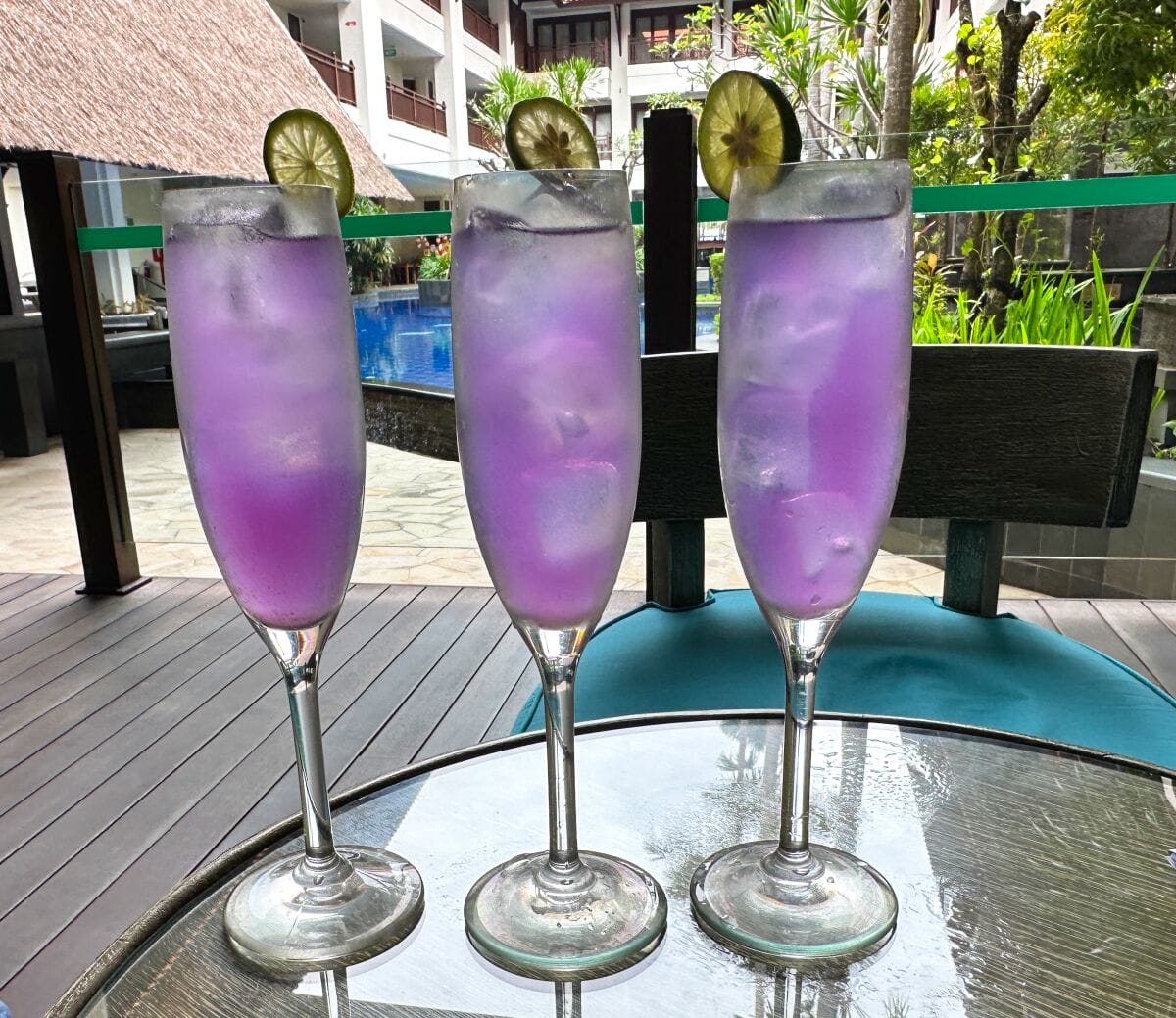 Butterfly pea drinks at Duke's Lounge