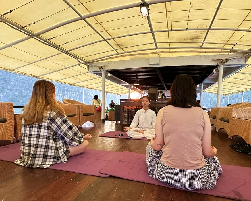 Sunrise yoga on Emeraude Cruises