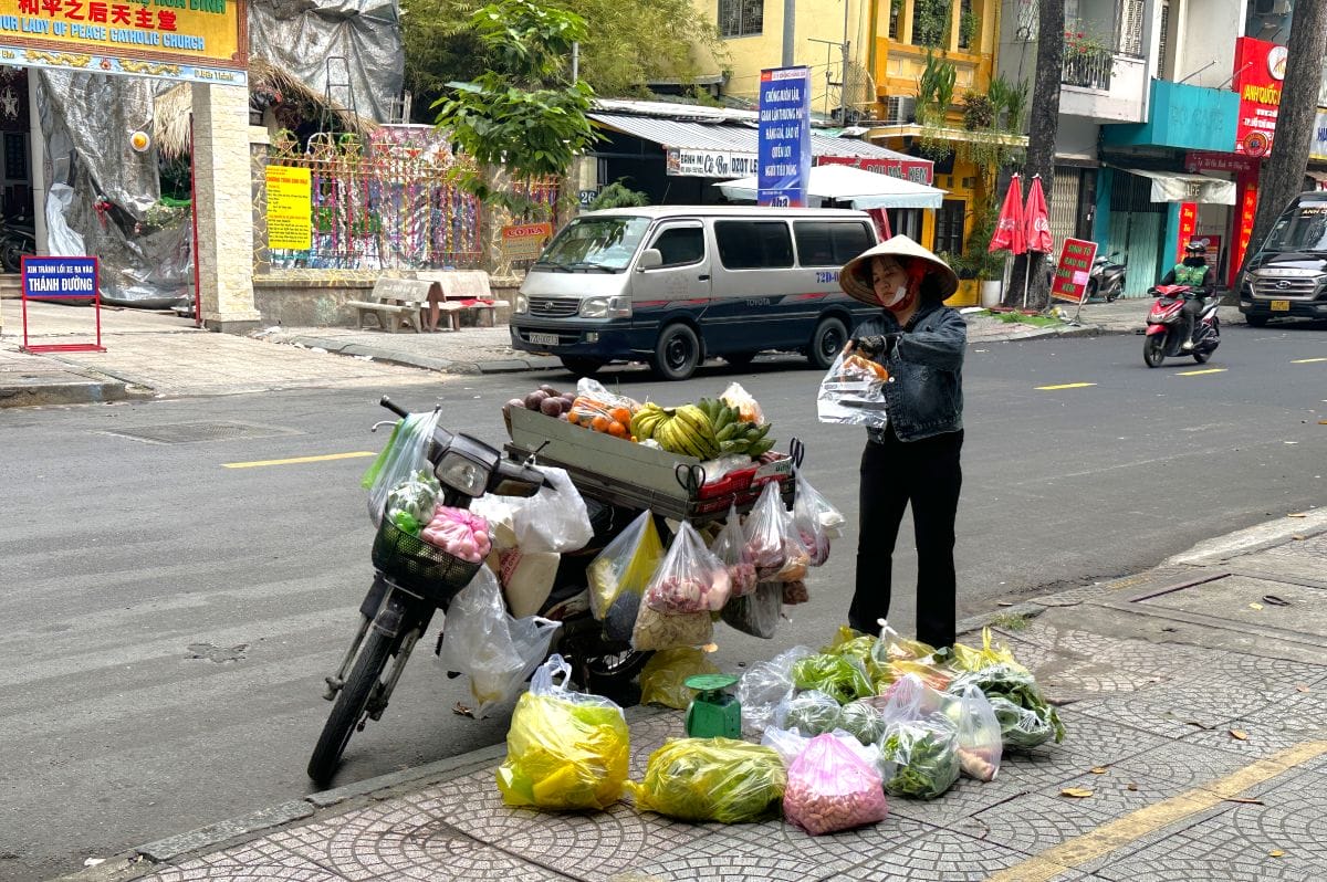 Fruit and veg seller in Ho Chi Minh City